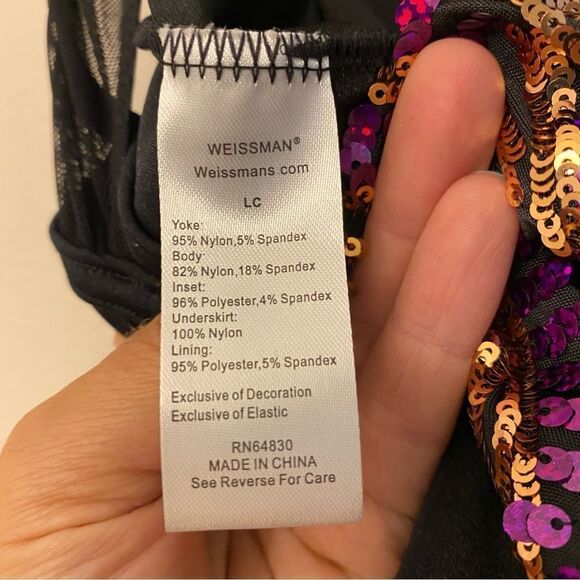 Weissman Dance costume dress black purple sequin Check Me Out 12418 child LC - Picture 8 of 10